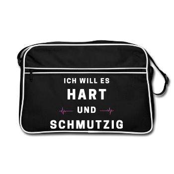 Hart und Schmutzig Typografie - Retro Tasche - Schwarz/Weiß - Vorne