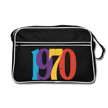 Geboren 1970 70 Geburtstagsgeschenk - Retro Tasche - Schwarz/Weiß - Vorne