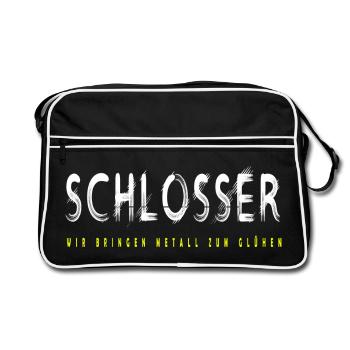 Schlosser Handwerker Design - Retro Tasche - Schwarz/Weiß - Vorne