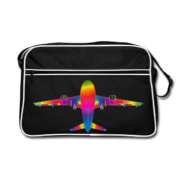 Avion aux couleurs de l’arc-en-ciel - Sac Retro - noir/blanc - Devant