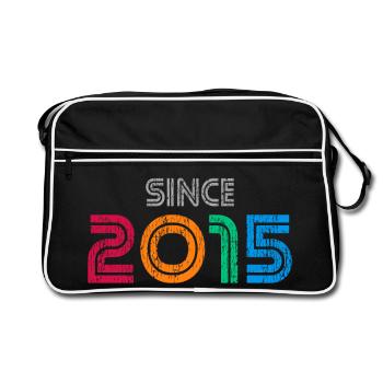 Seit 2015 | Retro-farbenes Geburtstagsjahr - Retro Tasche - Schwarz/Weiß - Vorne
