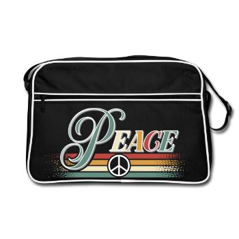 Paix Paix Liberté Pas de guerre Signe de paix - Sac Retro - noir/blanc - Devant