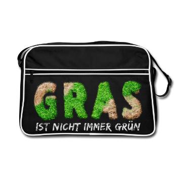 Gras Ist Nicht Immer Grün - Retro Tasche - Schwarz/Weiß - Vorne