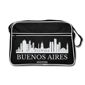 Buenos Aires Skyline, Buenos Aires Argentinien - Retro Tasche - Schwarz/Weiß - Vorne