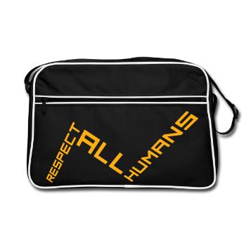 Respect All Humans Statement Humanity Saying - Retro Bag - black/white - Front