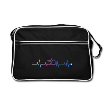 Fahrradherz Gradient - Retro Tasche - Schwarz/Weiß - Vorne
