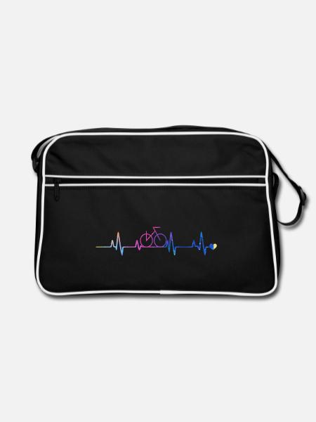 Bicycle Heart Gradient - Retro Bag - black/white - Front