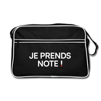 Je prends note humour réunion bureau - Sac Retro - noir/blanc - Devant
