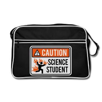 Caution science student - physics / chemistry - Retro Bag - black/white - Front