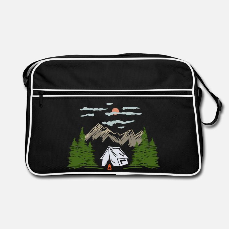 Camping Zelten Bergmotiv Geschenkidee Retro Tasche