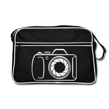 Caméra Icon Logo pour les photographes personnalisable - Sac Retro - noir/blanc - Devant