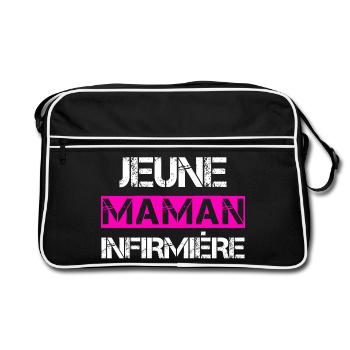 Jeune Maman Infirmière - Sac Retro - noir/blanc - Devant