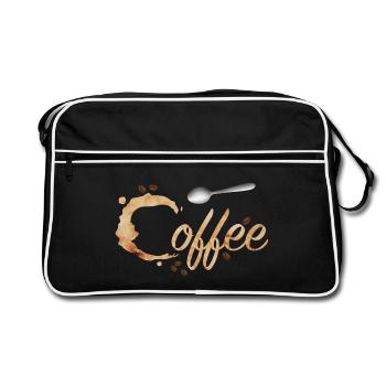 Typographie de teinture de café avec grains de café et cuillères - Sac Retro - noir/blanc - Devant