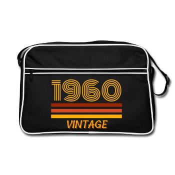 1960, year of birth, I am vintage - Retro Bag - black/white - Front