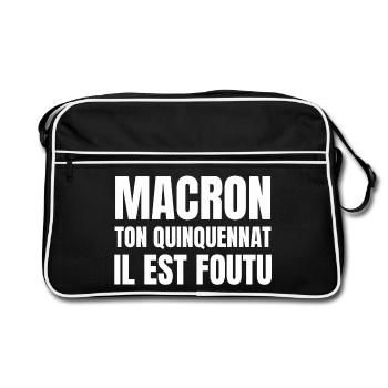 Macron, réforme des retraites - Sac Retro - noir/blanc - Devant