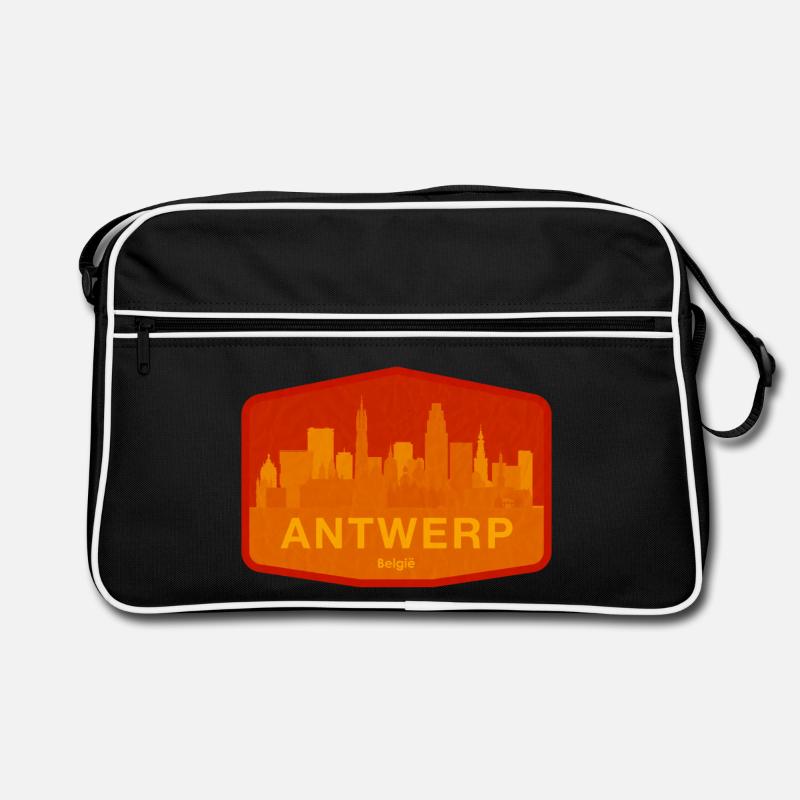 Orange chaud de la Skyline d’Anvers Sac Retro
