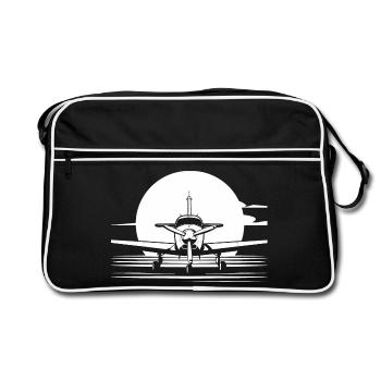 Flugzeug Skizze - Retro Tasche - Schwarz/Weiß - Vorne