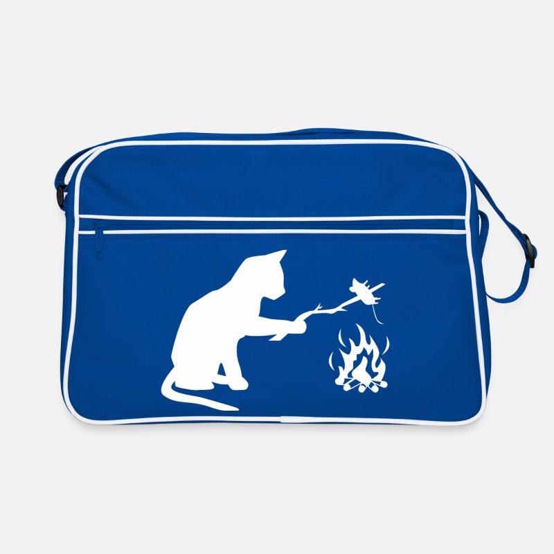 Cat at barbecue, camping, BBQ Retro Bag