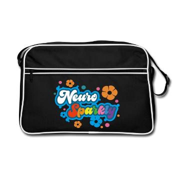 Neuro Sparkly Flower Rainbow Typography - Retro Bag - black/white - Front