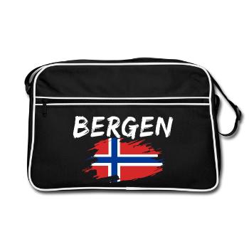Bergen, Norvège - Sac Retro - noir/blanc - Devant