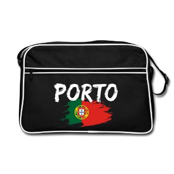 Drapeau de Porto Portugal - Sac Retro - noir/blanc - Devant