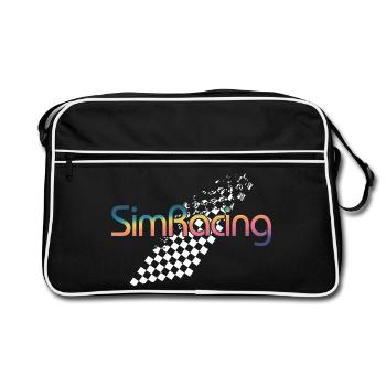 SimRacing Verlaufslogo - Retro Tasche - Schwarz/Weiß - Vorne
