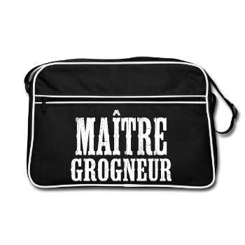 Grummeliger Humor Nörgler Meistergrunzer - Retro Tasche - Schwarz/Weiß - Vorne