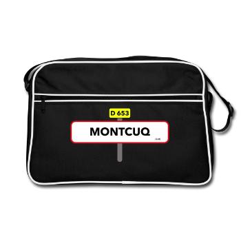 Montcuq t shirt panneau route humour - Sac Retro - noir/blanc - Devant