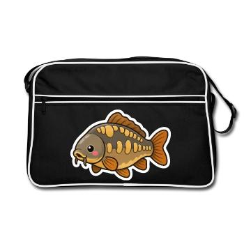 Cute Mirror Carp Kids Fishing - Retro Bag - black/white - Front