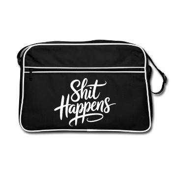 Shit Happens Statement - Retro Bag - black/white - Front