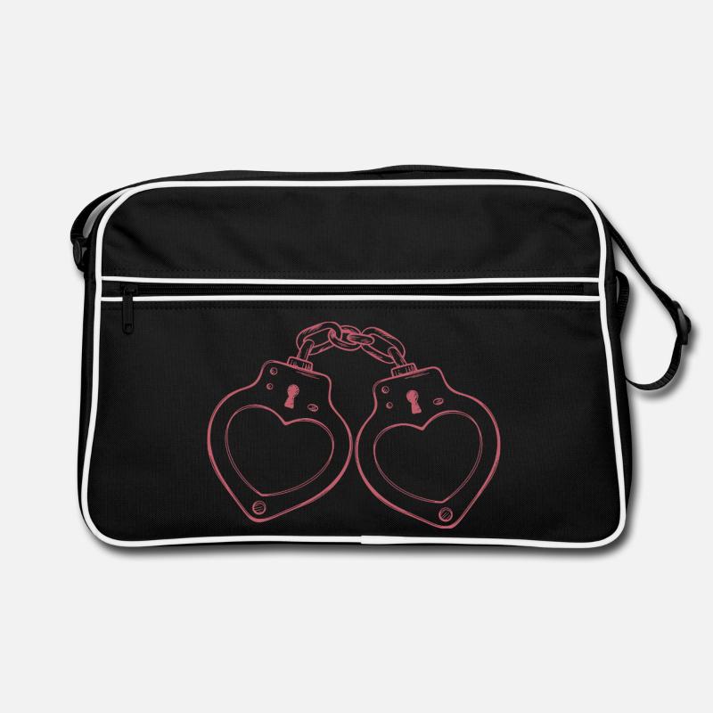Handschellen Herz Liebe  Retro Tasche