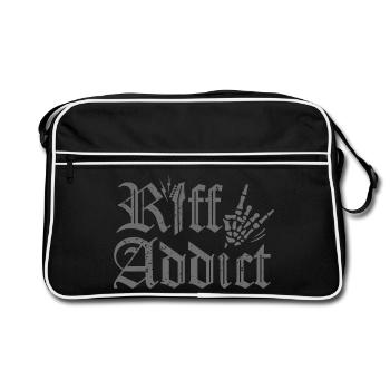 Riff Addict Guitariste Heavy Metal Rock - Sac Retro - noir/blanc - Devant
