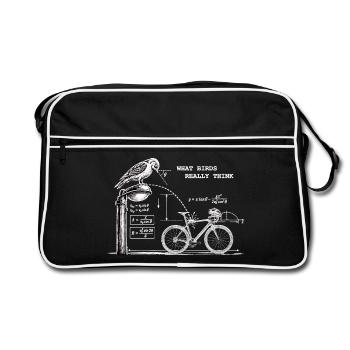 what birds really think - lustiges Vogel Design - Retro Tasche - Schwarz/Weiß - Vorne