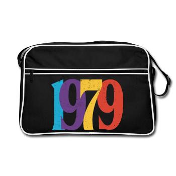 Geboren 1979 Geburtstagsgeschenk Geburtstag 79 - Retro Tasche - Schwarz/Weiß - Vorne