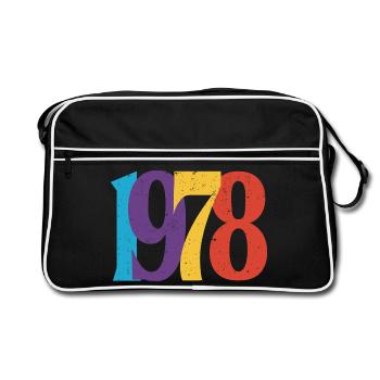Geboren 1978 Geburtstagsgeschenk Geburtstag 78 - Retro Tasche - Schwarz/Weiß - Vorne