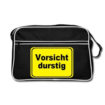 Vorsicht durstig Signet - Retro Tasche - Schwarz/Weiß - Vorne