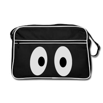 Lustige Augen - Retro Tasche - Schwarz/Weiß - Vorne