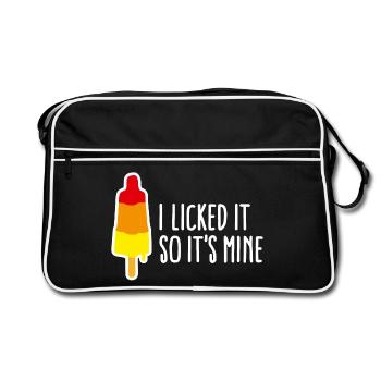 I licked it so it's mine Lecken Eis am Stiel geil - Retro Tasche - Schwarz/Weiß - Vorne
