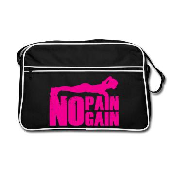 Silhouette de musculation No Pain No Gain - Sac Retro - noir/blanc - Devant