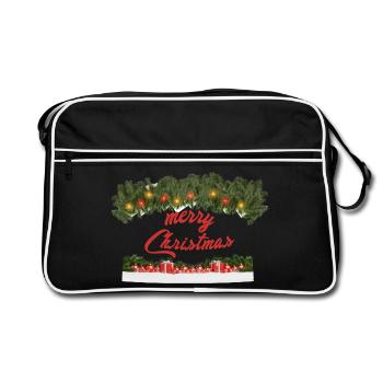 Festive Christmas decoration with wreath of lights - Retro Bag - black/white - Front