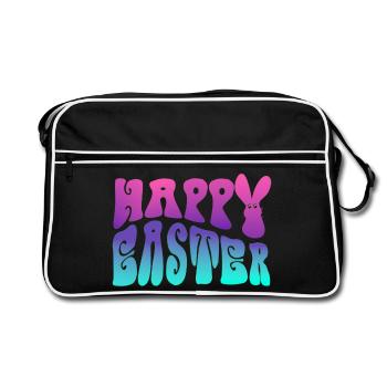 Happy Easter Schriftzug - Retro Tasche - Schwarz/Weiß - Vorne