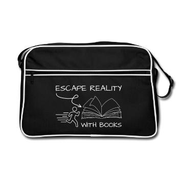 Escape from reality with books Bookworm Quote - Retro Bag - black/white - Front