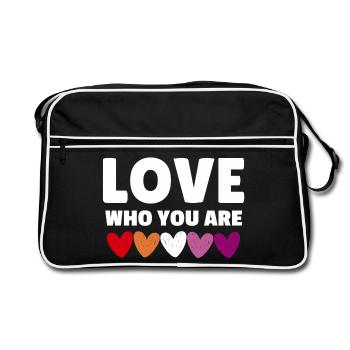 Lesbe. Liebe, wer du bist - Retro Tasche - Schwarz/Weiß - Vorne
