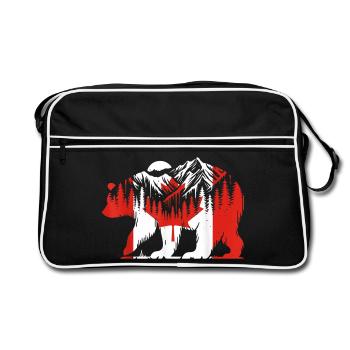 Ours polaire Drapeau canadien Feuille d’érable Fête du Canada - Sac Retro - noir/blanc - Devant