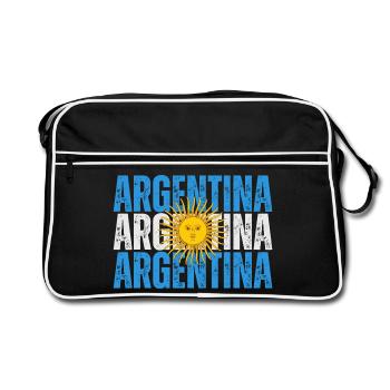 Flagge von Argentinien, Argentinischer Stolz - Retro Tasche - Schwarz/Weiß - Vorne