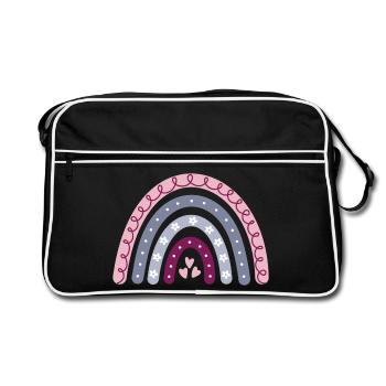 Boho Regenbogen - Retro Tasche - Schwarz/Weiß - Vorne