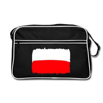 Polnische Flagge von Polen Flagge PL - Retro Tasche - Schwarz/Weiß - Vorne