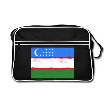 Drapeau de l’Ouzbékistan - Sac Retro - noir/blanc - Devant