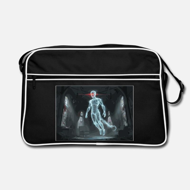 Digital ghost in the haunted house Retro Bag