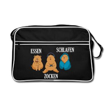 Nourriture Gaming Sleeping Gamer Dicton - Sac Retro - noir/blanc - Devant
